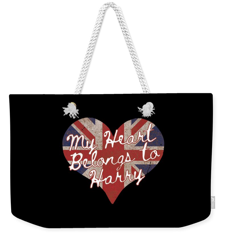Funny Weekender Tote Bag featuring the digital art My Heart Belongs to Prince Harry by Flippin Sweet Gear