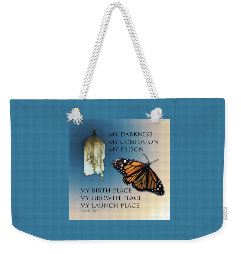 Butterfly Weekender Tote Bag featuring the digital art My Launch Place by Jacqueline Shuler