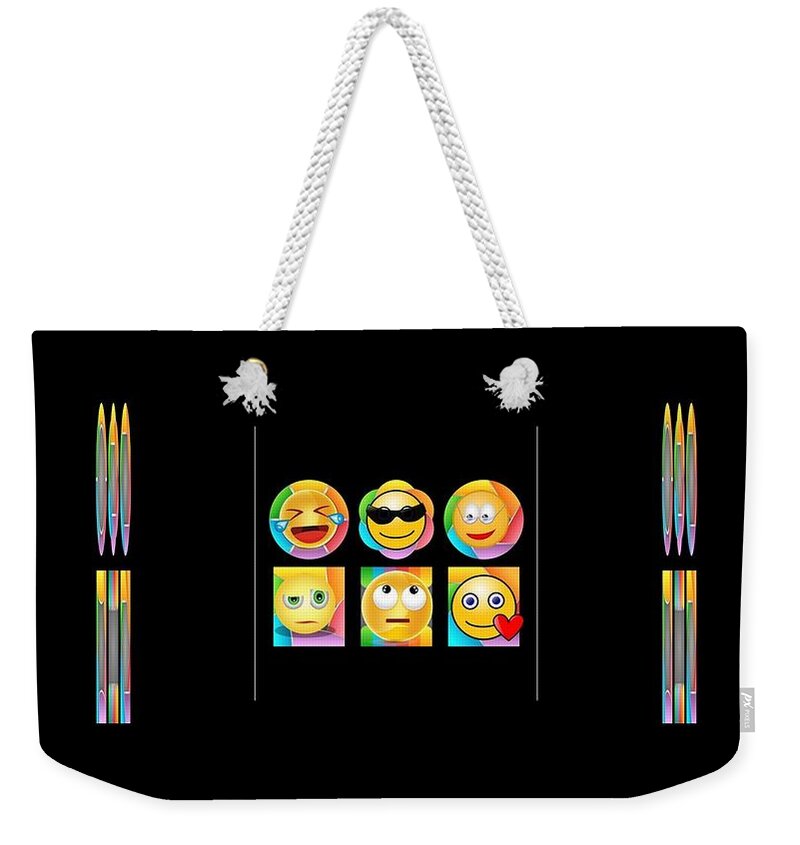 Emoji Weekender Tote Bag featuring the mixed media My Little Friends Are Emoji People by Nancy Ayanna Wyatt