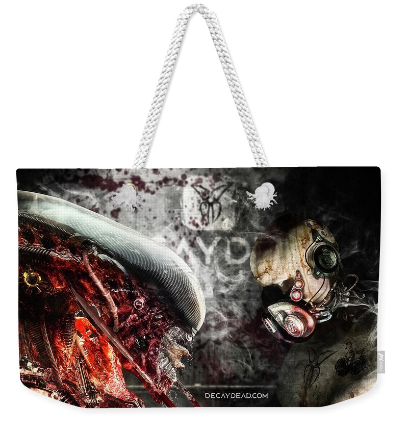 Alien Weekender Tote Bag featuring the digital art My Queen Red edition by Argus Dorian