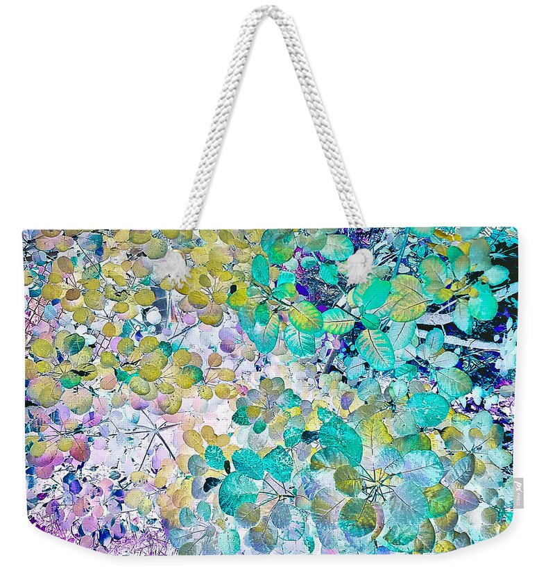 Flora Weekender Tote Bag featuring the photograph My Royal Purple Smoke Tree Inverted by Eileen Backman