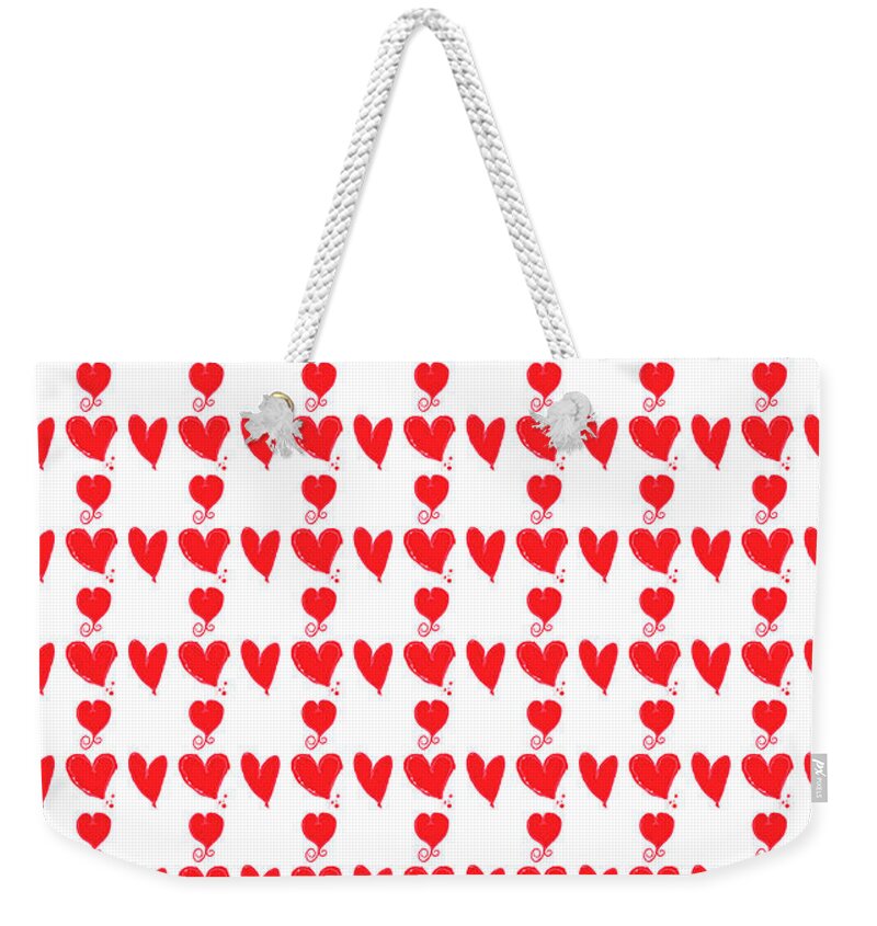 Heart Weekender Tote Bag featuring the digital art Myriad Hearts by Moira Law