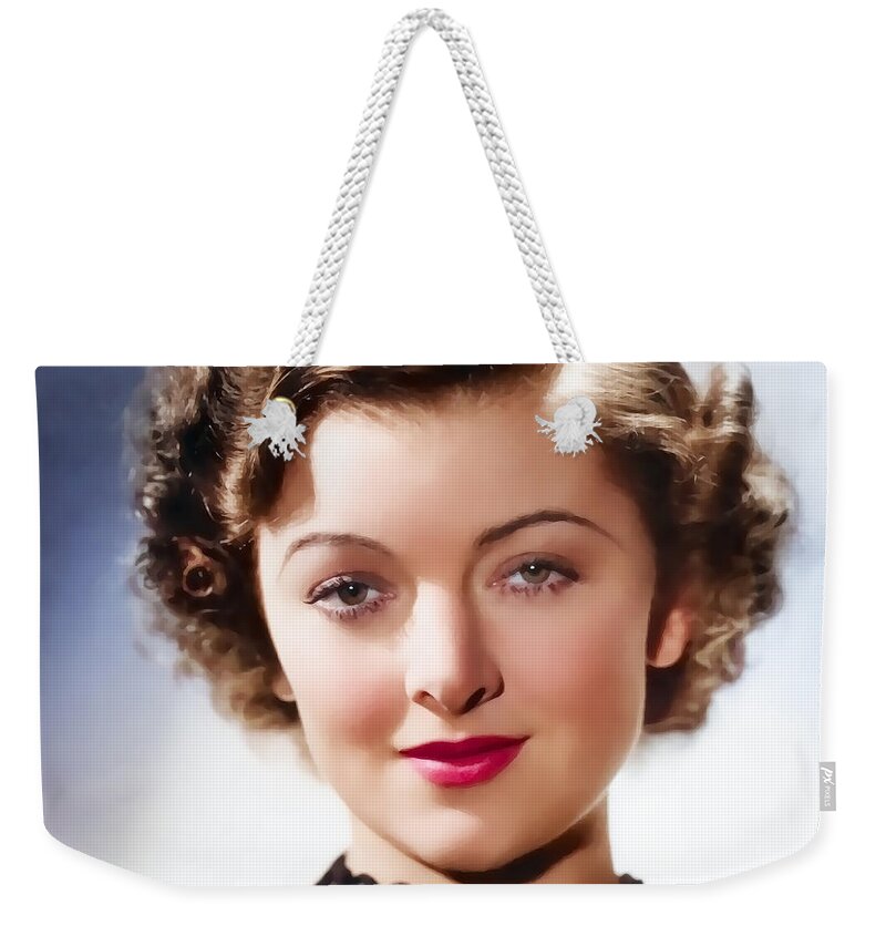 Myrna Loy Weekender Tote Bag featuring the digital art Myrna Loy Square Print by Chuck Staley