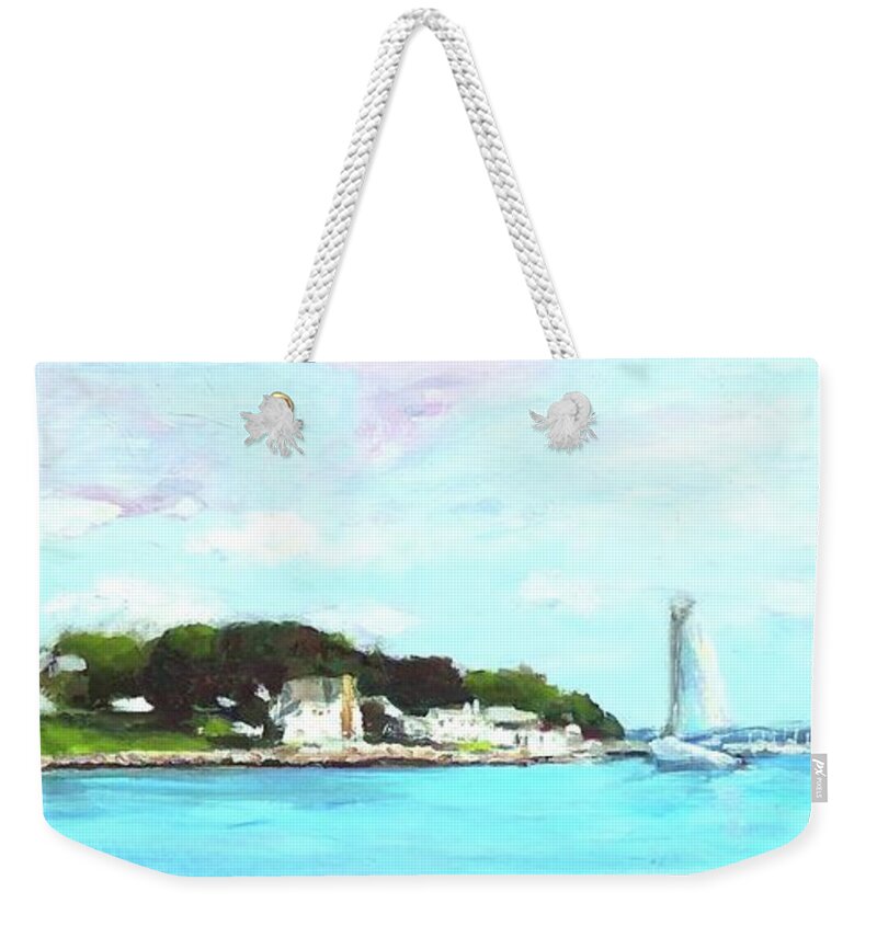 Mystic Ct Weekender Tote Bag featuring the painting Mystic Connecticut, Mystic River by Patty Kay Hall