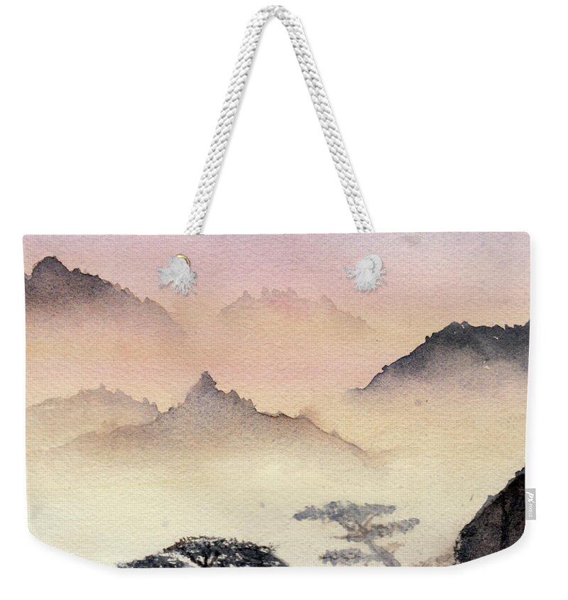 Mountains Weekender Tote Bag featuring the painting Mystic Mountains No. 3 by Wendy Keeney-Kennicutt