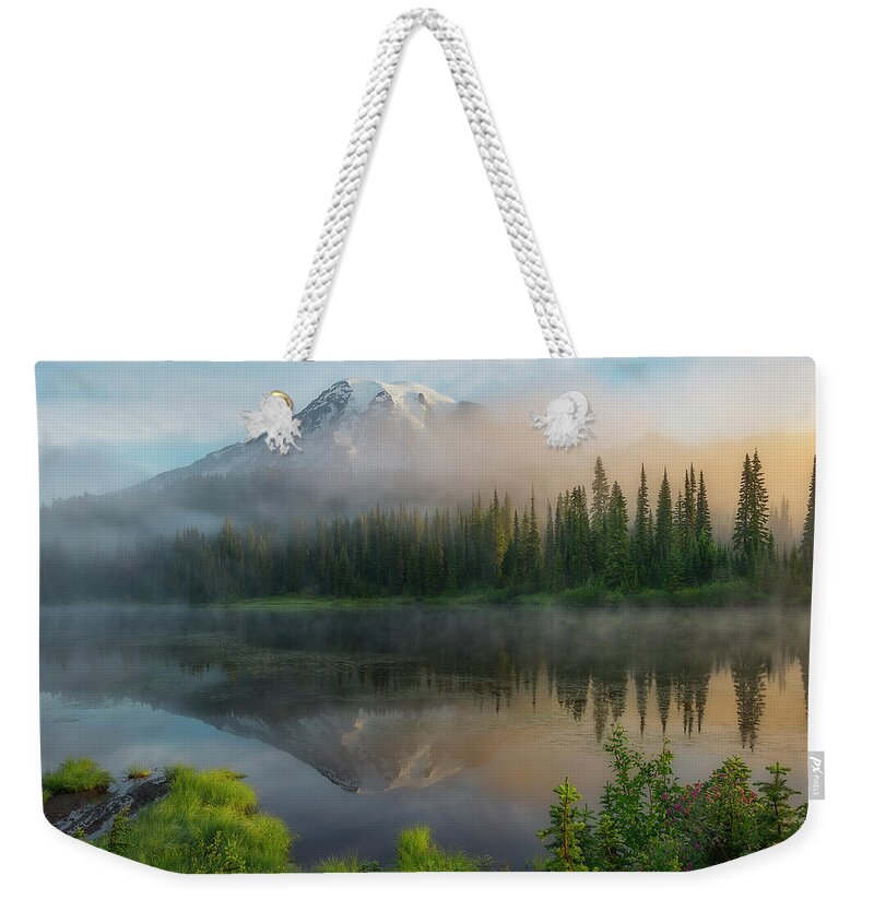 Mount Rainier Weekender Tote Bag featuring the photograph Mystic Rainier by Ryan Manuel