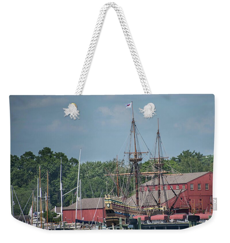 Mystic Weekender Tote Bag featuring the photograph Mystic Seaport by Alan Goldberg