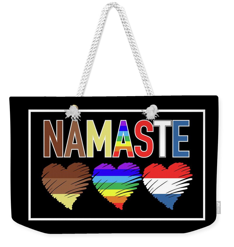 Namaste Weekender Tote Bag featuring the digital art Namaste Heart Art - Tri Color by Artistic Mystic