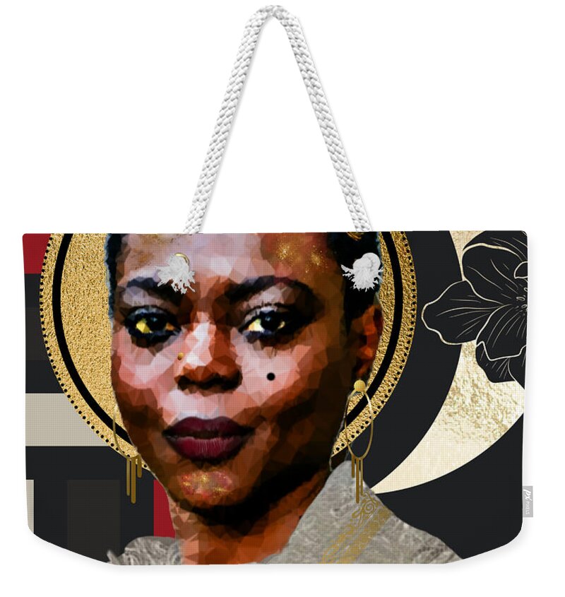 Lady-in-waiting Weekender Tote Bag featuring the mixed media Nambi by Canessa Thomas