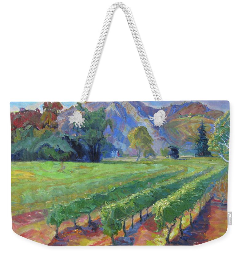 Vineyard Weekender Tote Bag featuring the painting Napa Valley Afternoon by John McCormick