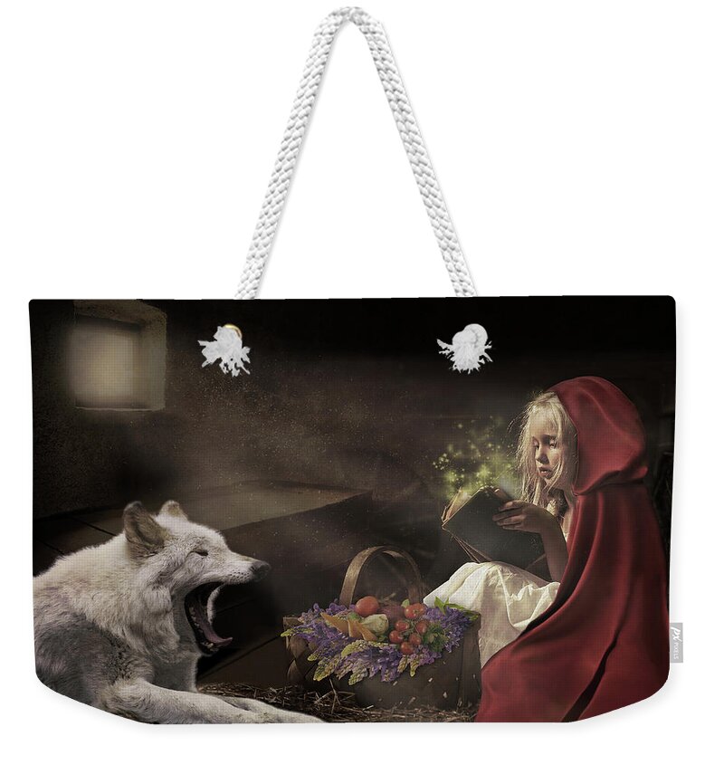 Wolf Weekender Tote Bag featuring the digital art Naptime Story by Nicole Wilde