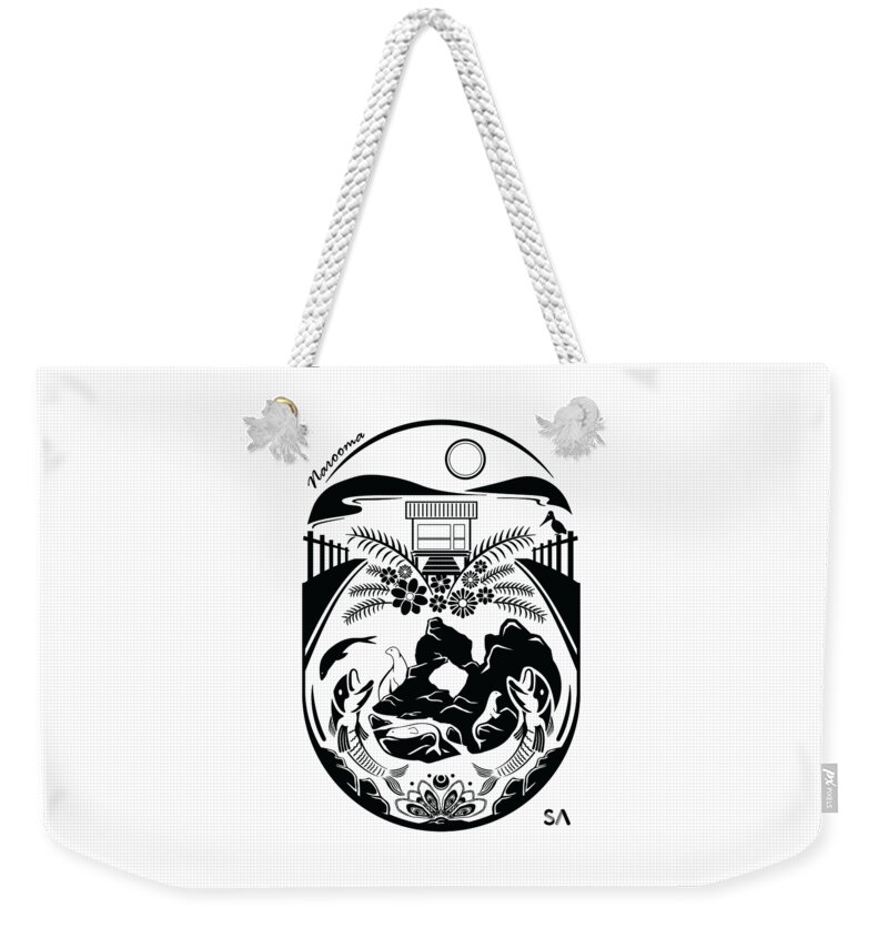 Black And White Weekender Tote Bag featuring the digital art Narooma by Silvio Ary Cavalcante