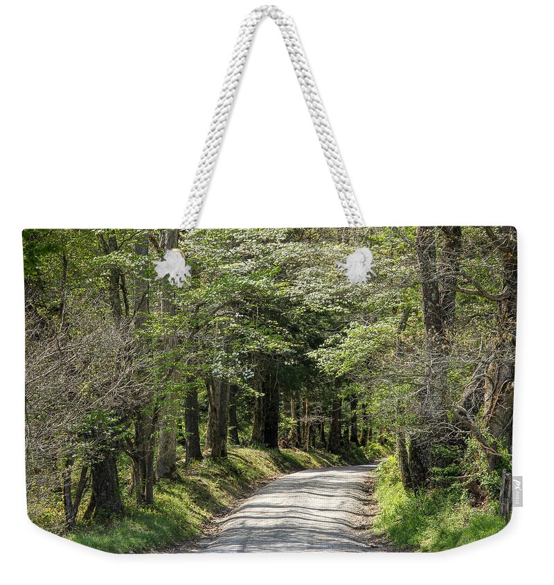 Landscapes Weekender Tote Bag featuring the photograph Narrow Country Road by Robert Carter
