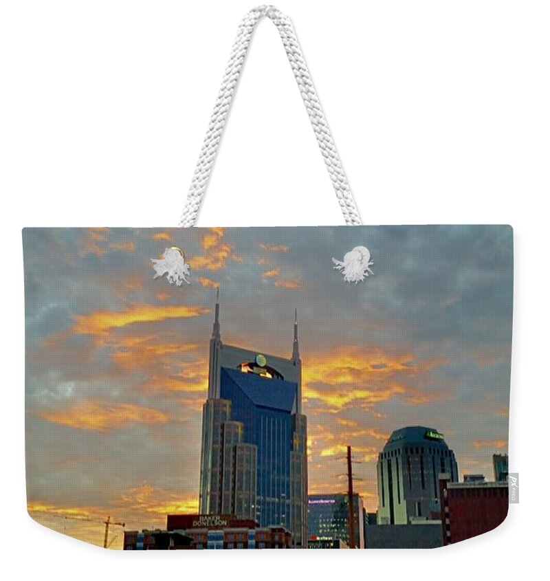 Nashville Weekender Tote Bag featuring the photograph Nashville Sunset 12/28/20 by Ally White