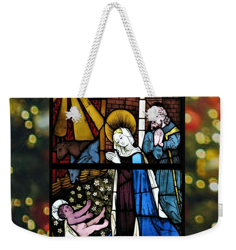 Christmas Weekender Tote Bag featuring the digital art Nativity by Bill Ressl