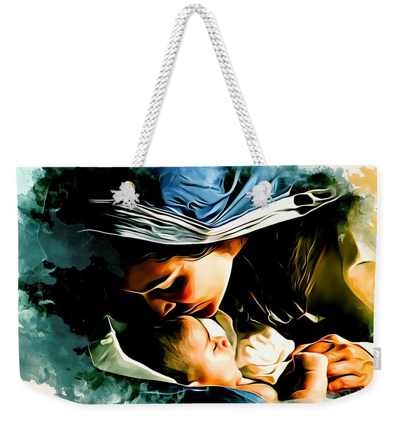 Nativity Weekender Tote Bag featuring the digital art Nativity of Jesus by Charlie Roman