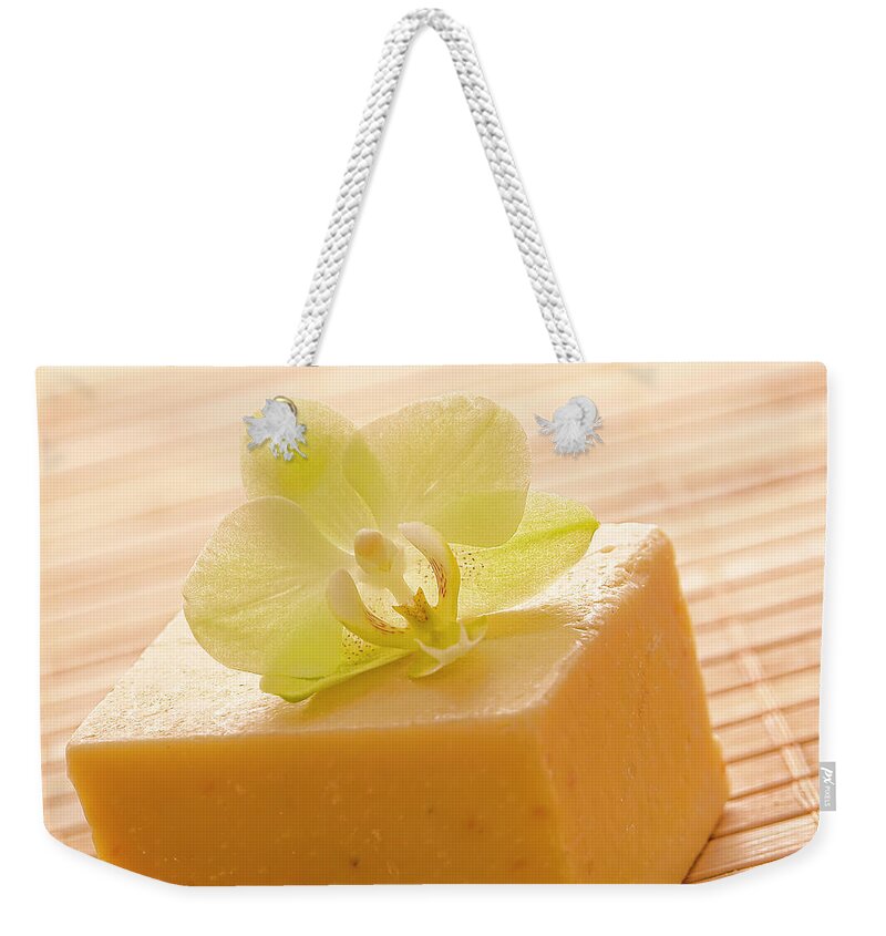 Aromatherapy Weekender Tote Bag featuring the photograph Natural Aromatherapy Artisanal Soap in a Spa by Olivier Le Queinec
