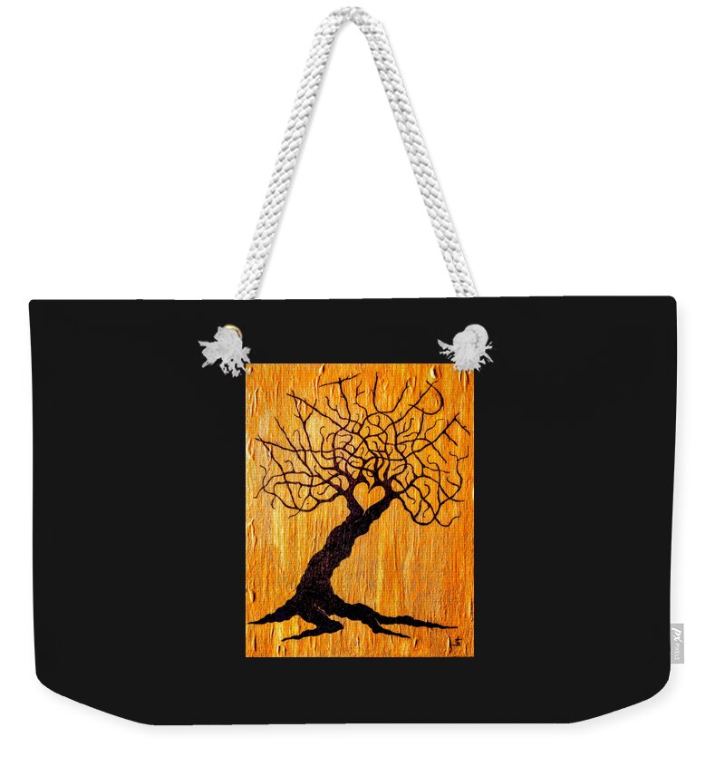 Nature Weekender Tote Bag featuring the drawing Nature Love Tree- no foliage by Aaron Bombalicki