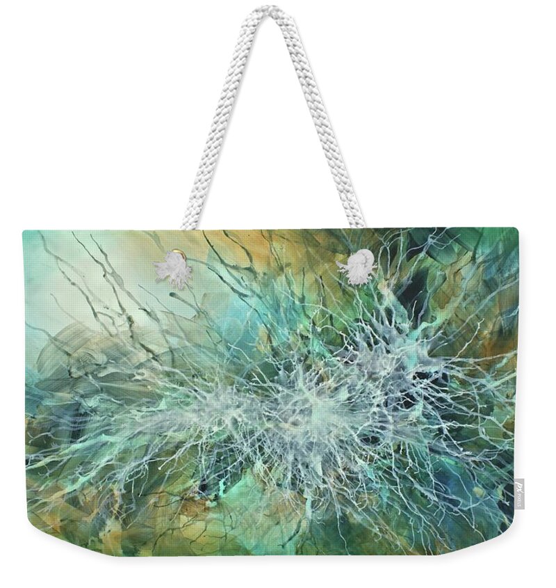 Abstract Weekender Tote Bag featuring the painting Natures Veil by Michael Lang