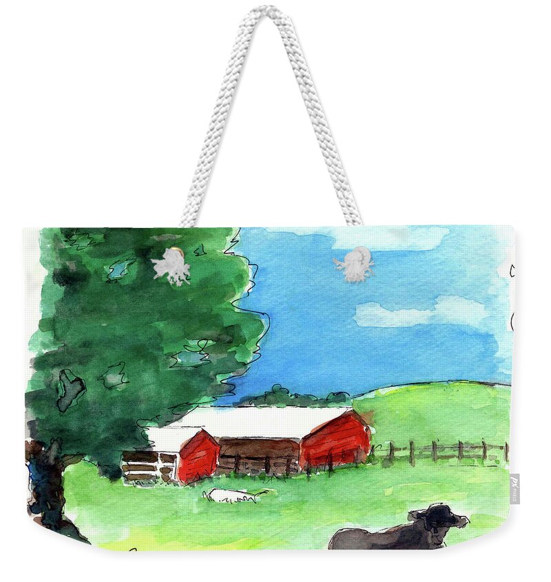 Watercolor Weekender Tote Bag featuring the painting Near Round Top, Texas by Adele Bower
