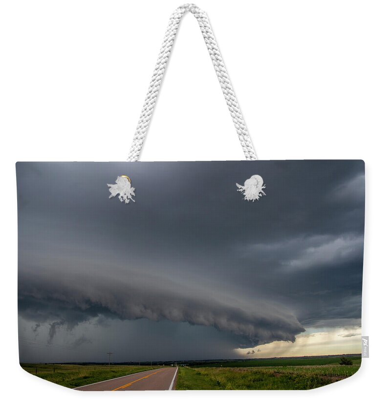 Nebraskasc Weekender Tote Bag featuring the photograph Nebraska Shelf Cloud Madness 005 by Dale Kaminski