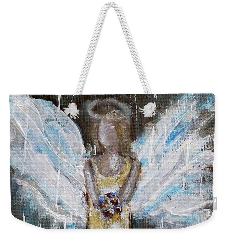 Rain Weekender Tote Bag featuring the painting Necessary for Growth by Kathy Bee