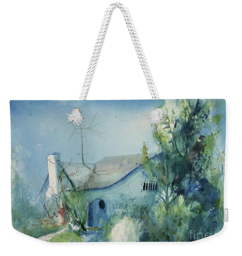 #family #home #watercolor #watercolorpainting #familyhome #carlsbad #california #glenneff #neff #thesoundpoetsmusic #picturerockstudio Www.glenneff.com Weekender Tote Bag featuring the painting Neff Family Home Carlsbad by Glen Neff