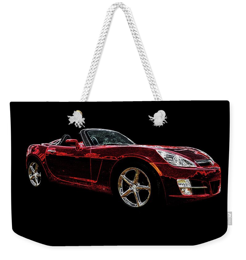 Saturn Weekender Tote Bag featuring the photograph Neon Chili Pepper Red Saturn Sky by Diane Lindon Coy