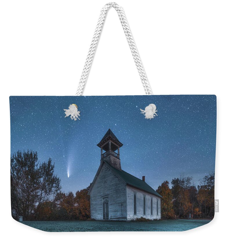 Neowise Weekender Tote Bag featuring the photograph Neowise over Pickle Church by Darren White