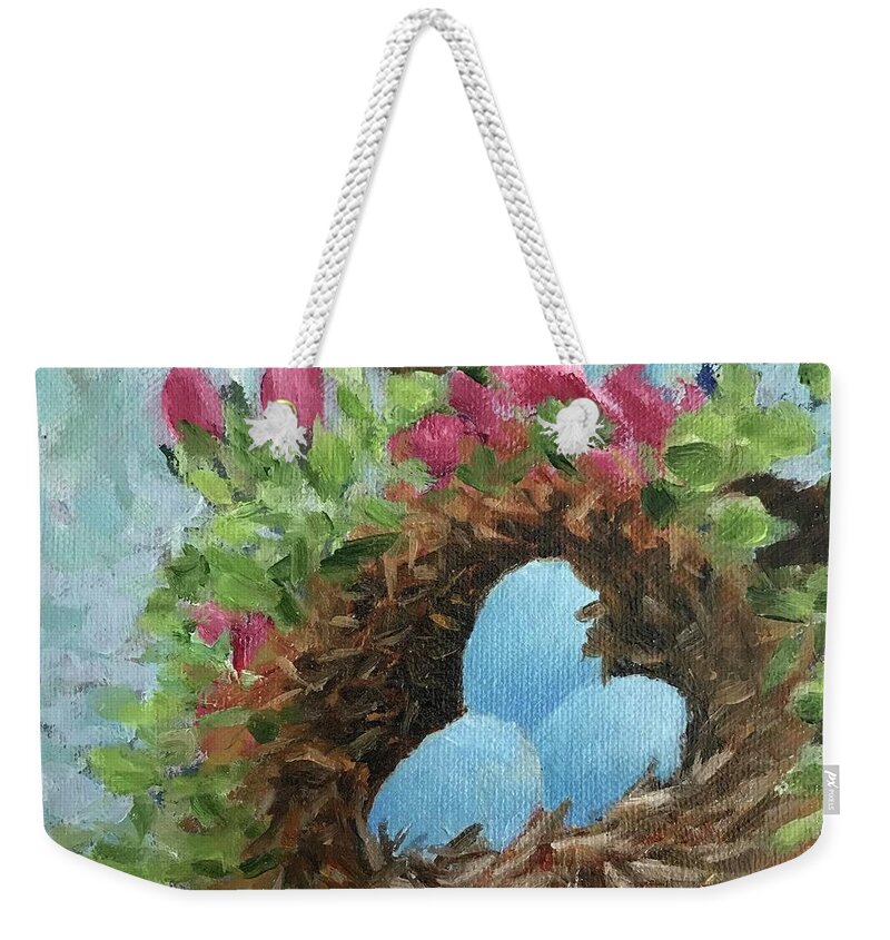 Eggs Weekender Tote Bag featuring the painting Nest eggs by Milly Tseng
