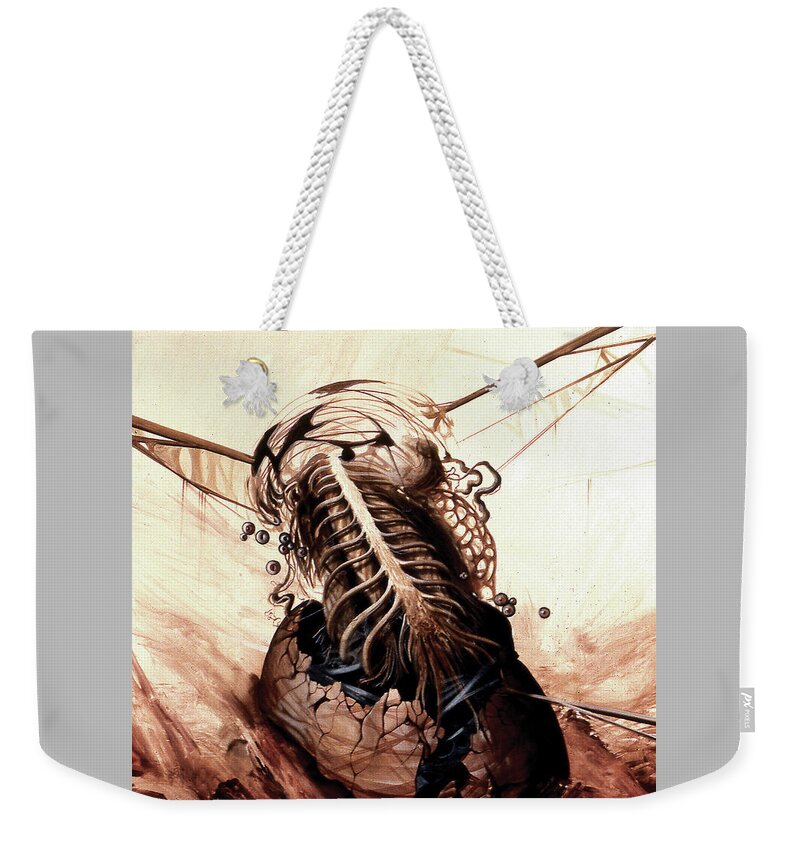 Surrealism Weekender Tote Bag featuring the painting Neurotoxic Konstruction by Sv Bell