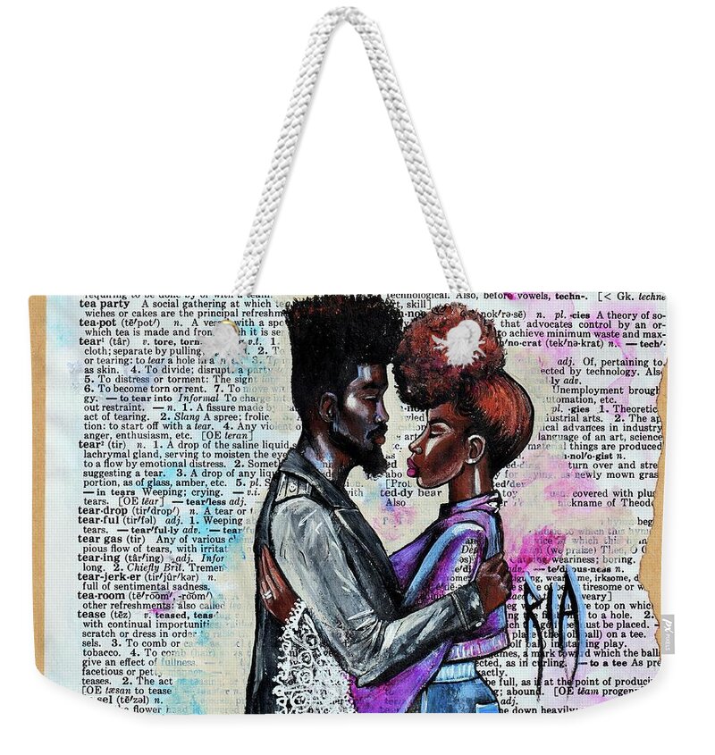  Weekender Tote Bag featuring the painting Never forget - We are on the same team by Artist RiA