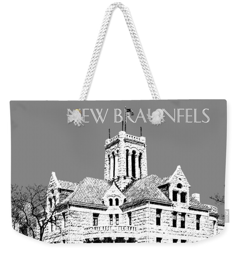 New Braunfels Weekender Tote Bag featuring the digital art New Braunfels Skyline - Pewter by DB Artist