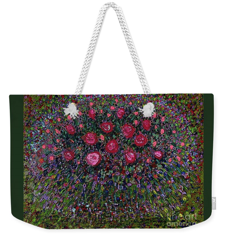 Luminous Flowers Weekender Tote Bag featuring the digital art New Life Green by Corinne Carroll