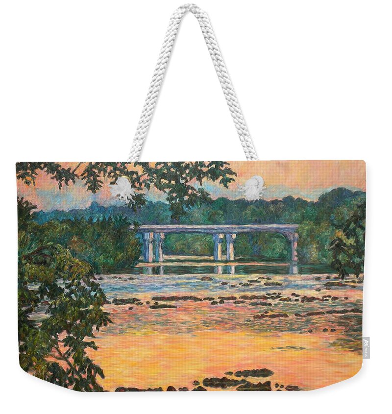 Landscape Weekender Tote Bag featuring the painting New Memorial Bridge at Dusk by Kendall Kessler