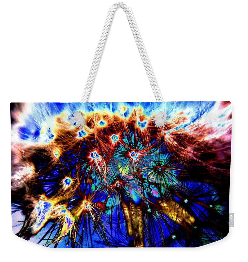 Dandelion Weekender Tote Bag featuring the photograph New Moon Fireworks by Larry Beat