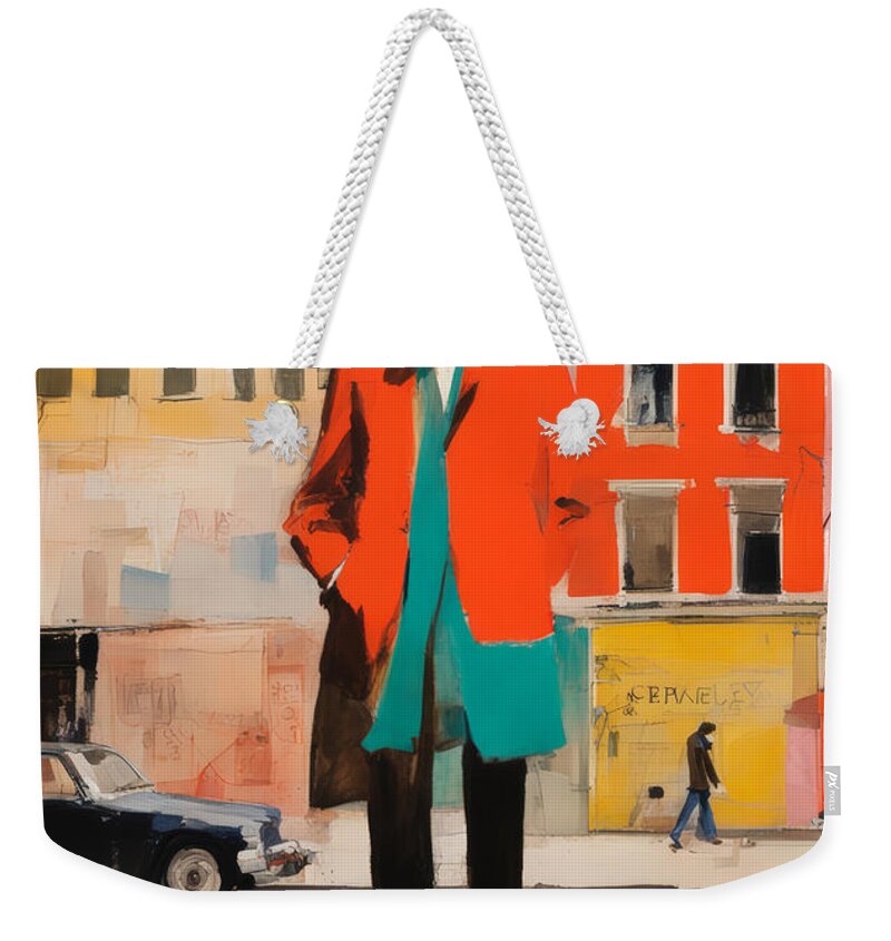 Hat Weekender Tote Bag featuring the painting New York Fashion No.2 by My Head Cinema