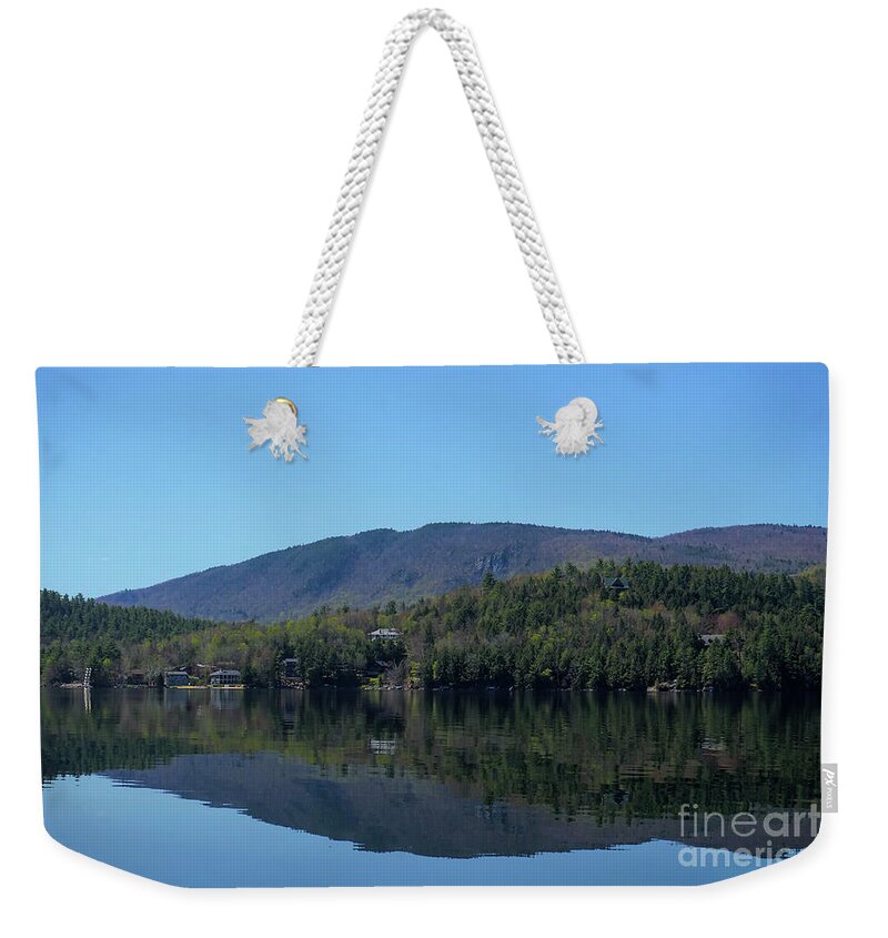 Newfound Lake Weekender Tote Bag featuring the photograph Newfound Reflections of Hebron by Xine Segalas