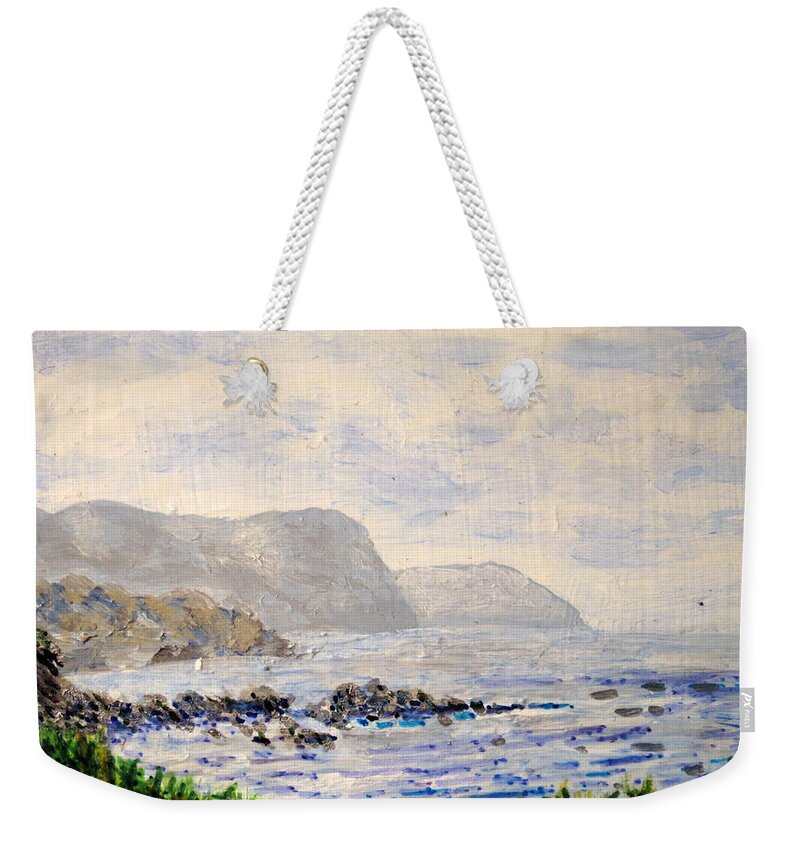 Newfoundland Weekender Tote Bag featuring the painting Newfoundland - South From Rocky Harbour by Ian MacDonald