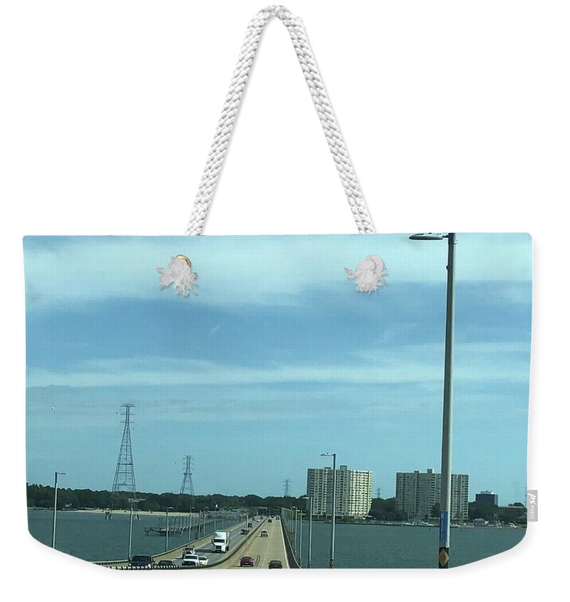 Newport News Weekender Tote Bag featuring the photograph Newport News in Sight by Catherine Wilson