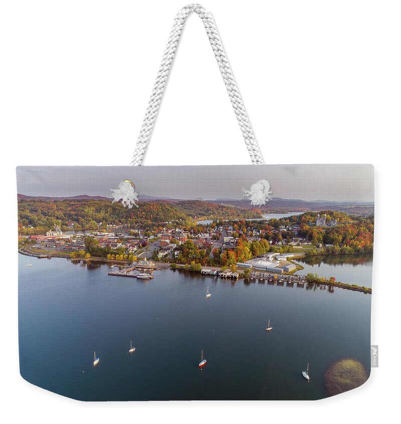 Fall Weekender Tote Bag featuring the photograph Newport Vermont Waterfront 2020 by John Rowe