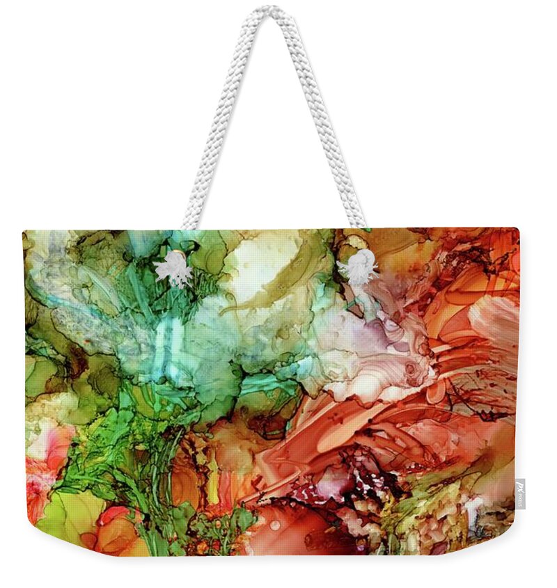Flow Weekender Tote Bag featuring the painting Next Stop...Paradise by Angela Marinari