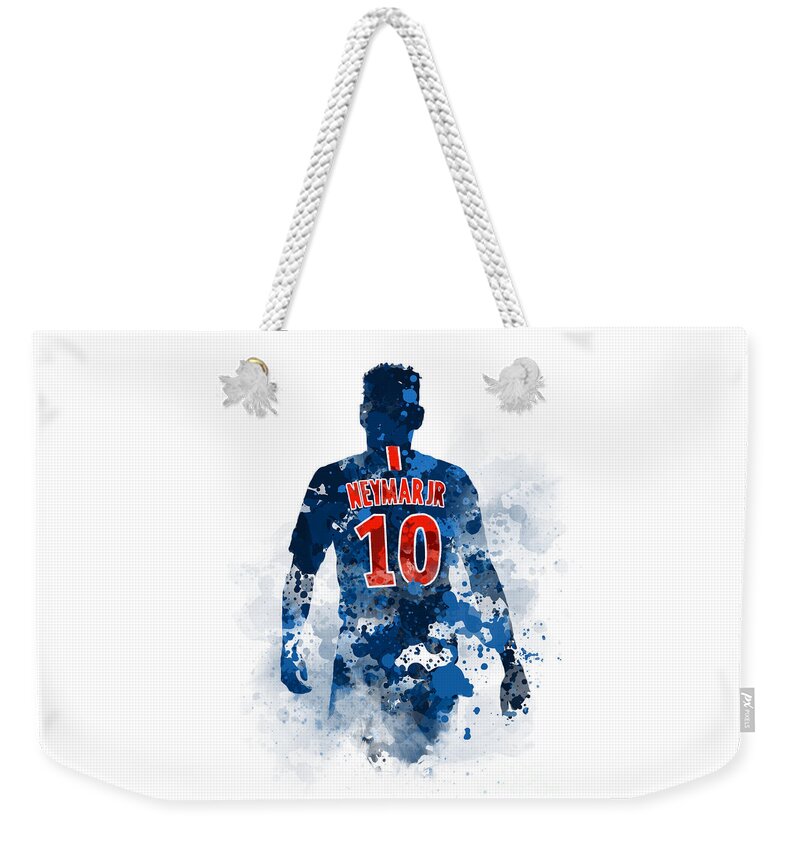 Neymar Weekender Tote Bag featuring the mixed media Neymar by My Inspiration