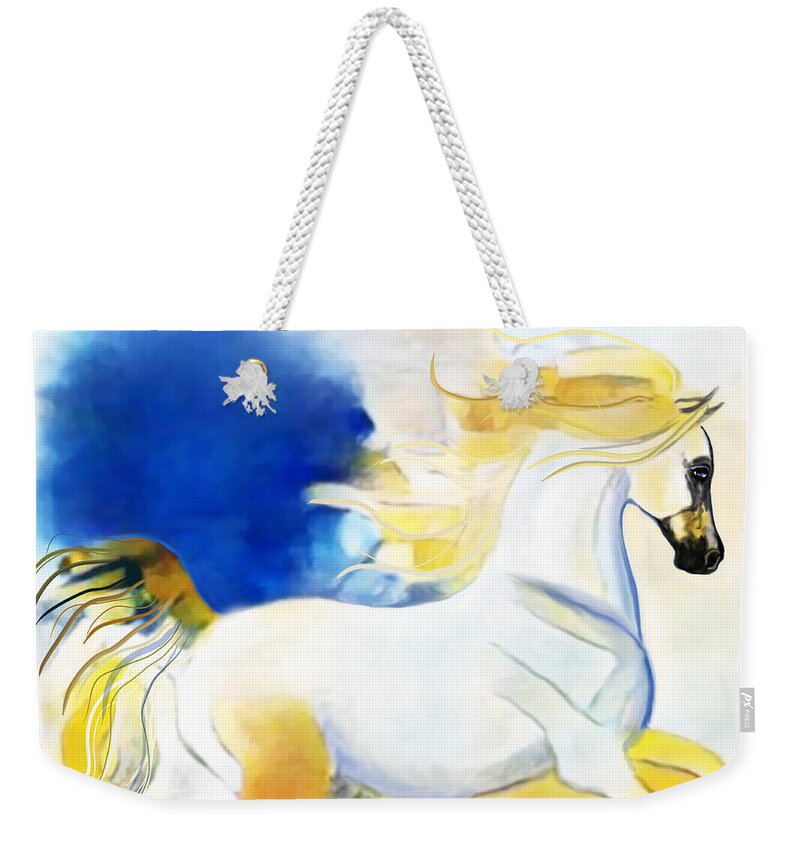 Equestrian Art Weekender Tote Bag featuring the digital art NFT Cantering Horse 008 by Stacey Mayer by Stacey Mayer