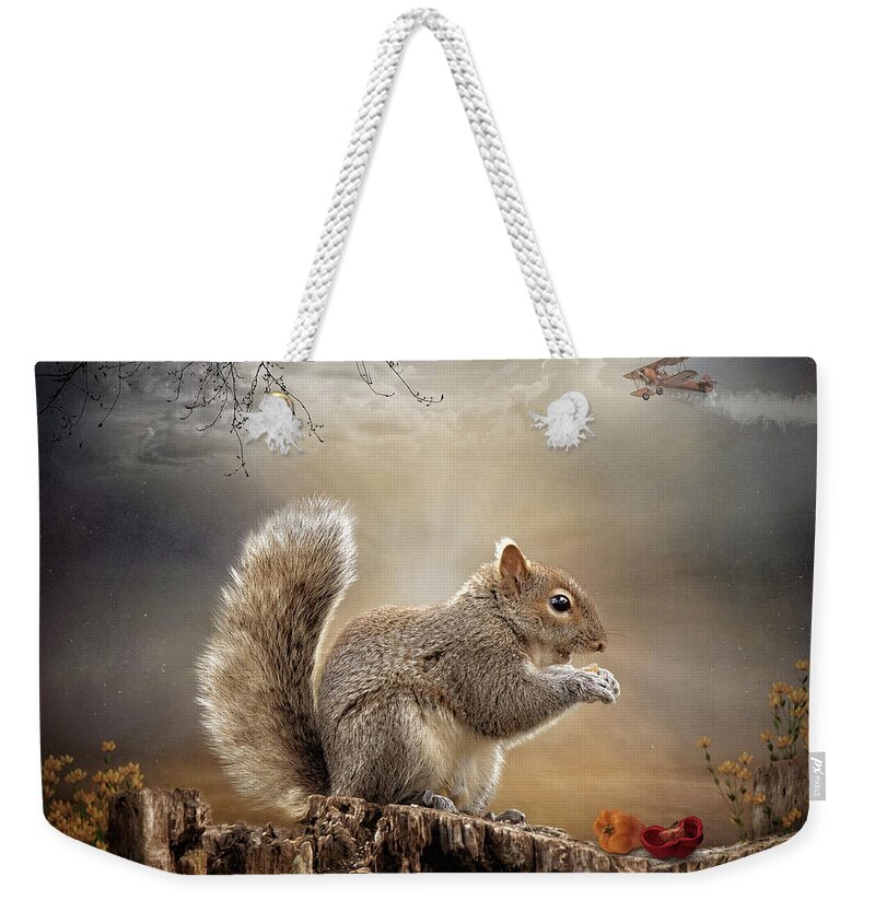 Squirrel Weekender Tote Bag featuring the digital art Nibbles by Maggy Pease