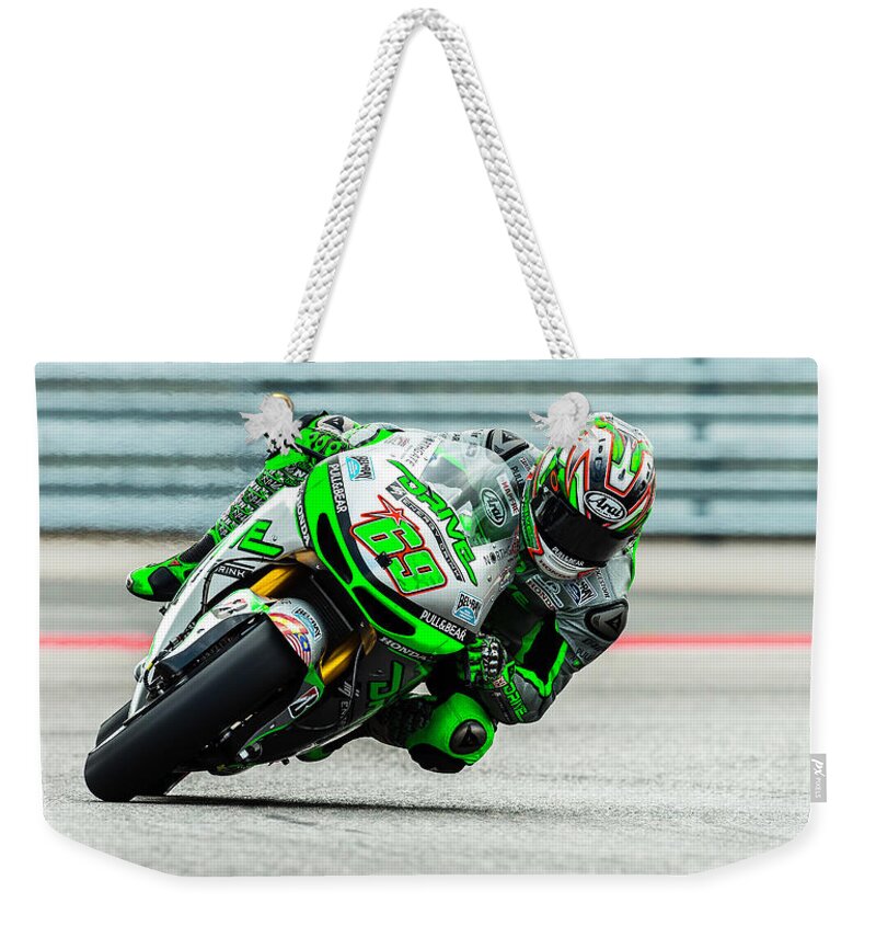 Austin Weekender Tote Bag featuring the photograph Nicky Hayden Austin 2014 by Tony Goldsmith