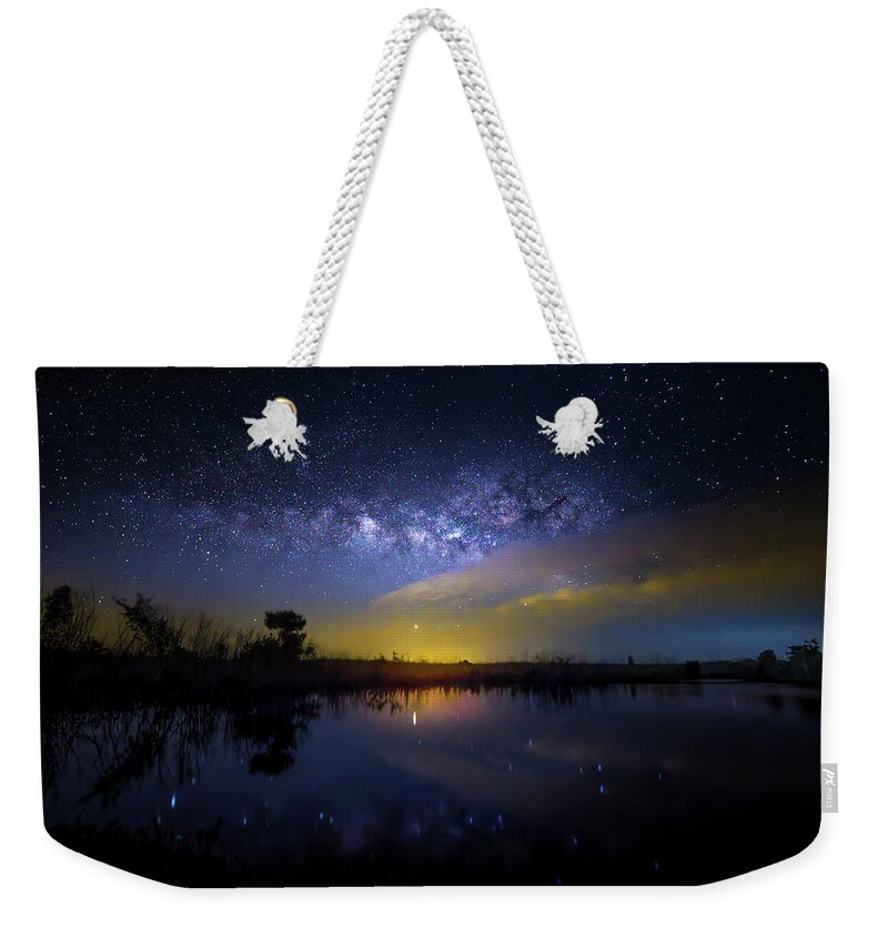 Milky Way Weekender Tote Bag featuring the photograph Night at Crocodile Creek 2 by Mark Andrew Thomas