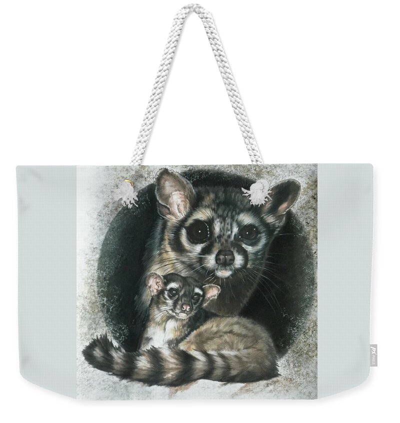 Wildlife Weekender Tote Bag featuring the mixed media Night Hunter by Barbara Keith
