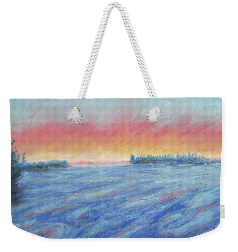Sunset Weekender Tote Bag featuring the painting Night Light Night by Jen Shearer