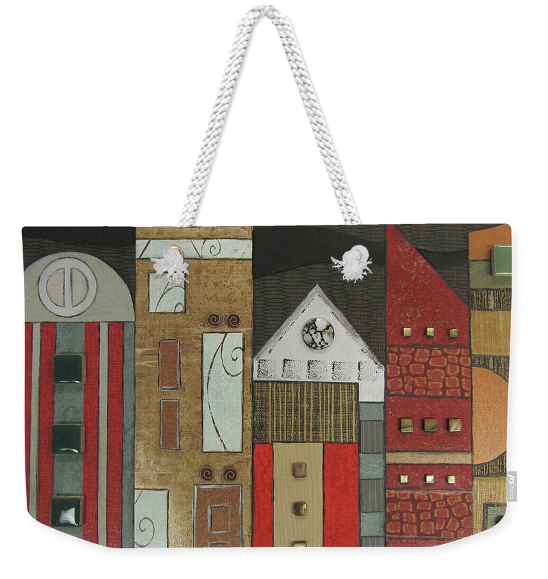 Mixed-media Weekender Tote Bag featuring the mixed media Night on the Town by MaryJo Clark